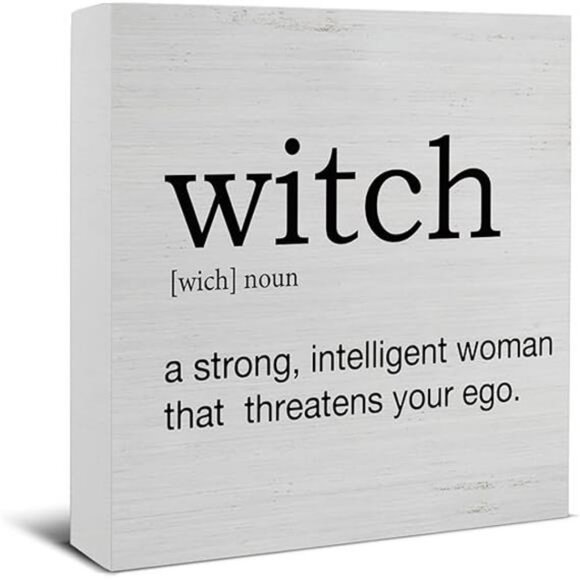Halloween Decorations, Witch Definition Wooden Sign Decor Desk Sign Funny Witch - Picture 8 of 8
